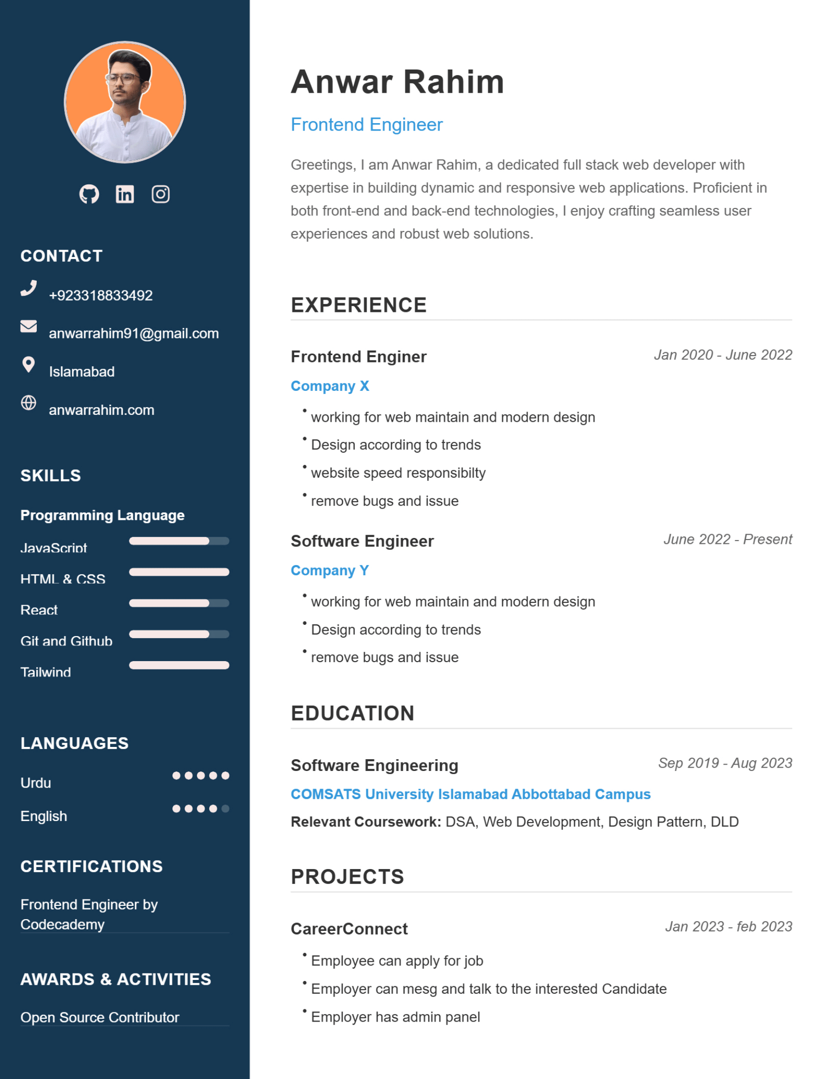 Two Column Modern Template