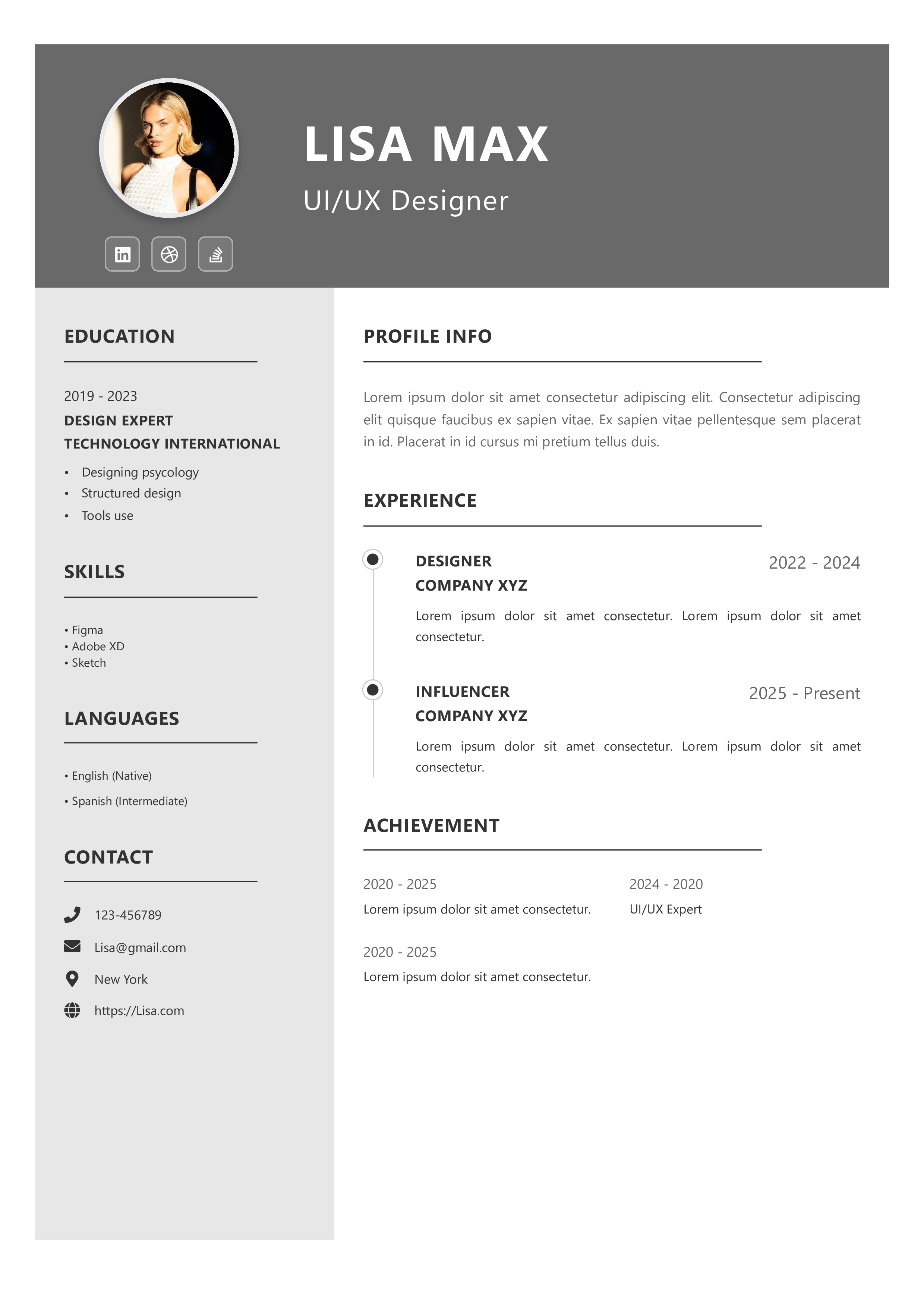 Professional Single Column Template