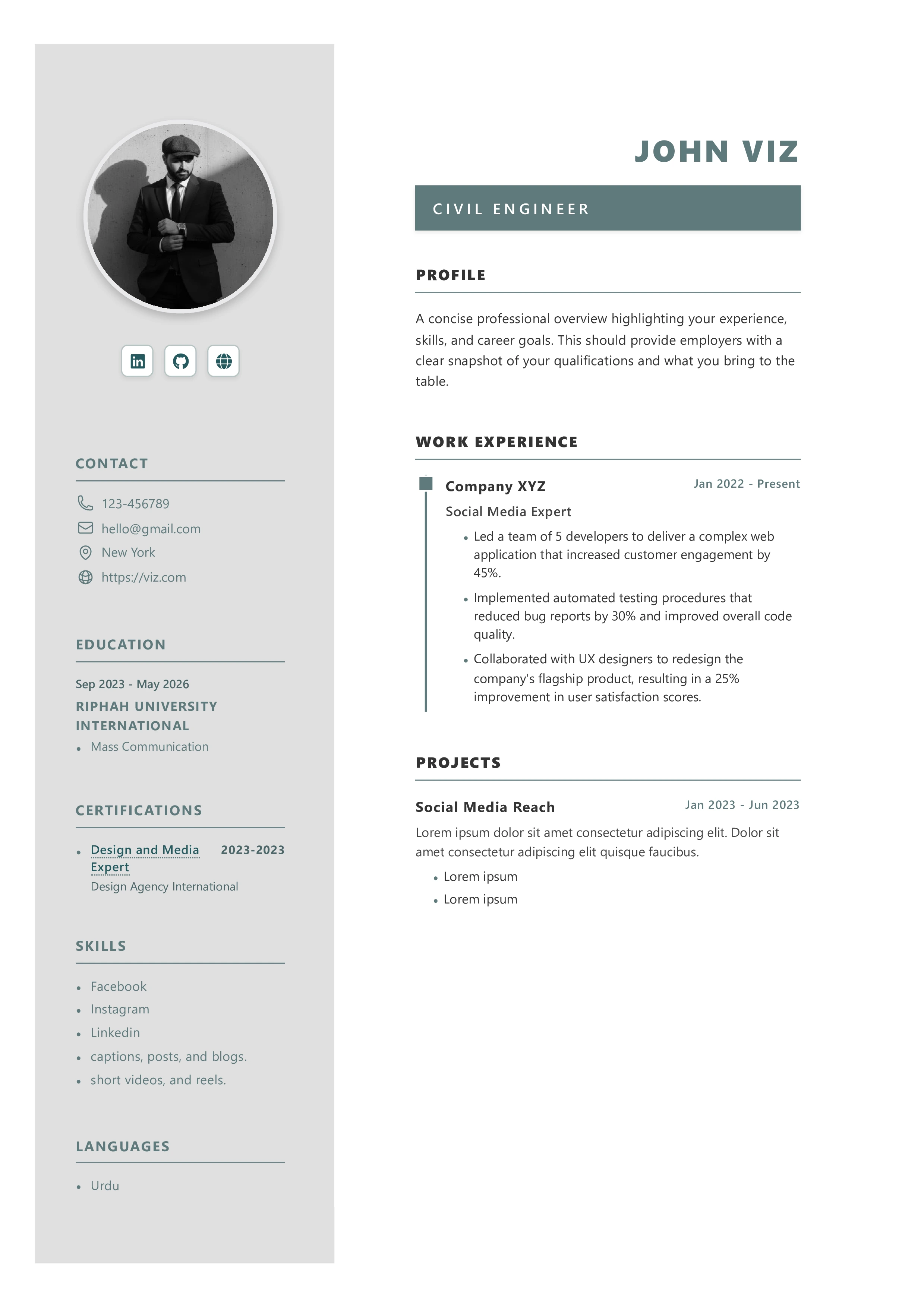 Gray Teal Timeline Template